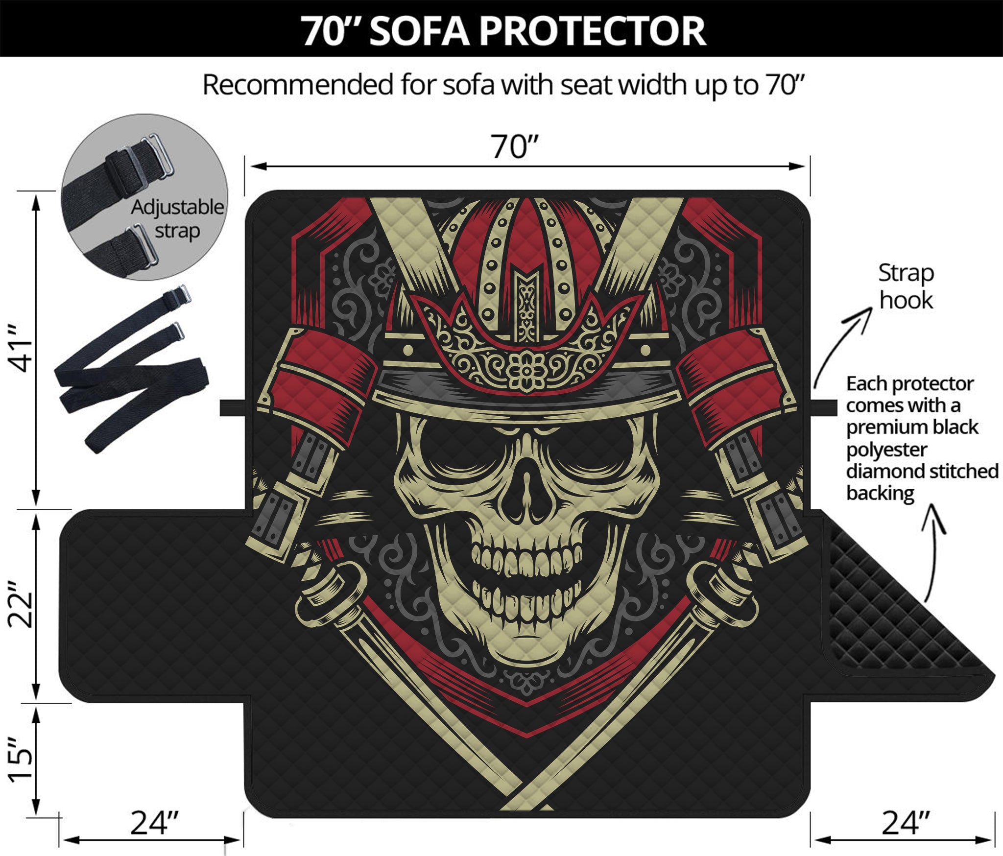 Samurai Warrior Skull Print Sofa Protector