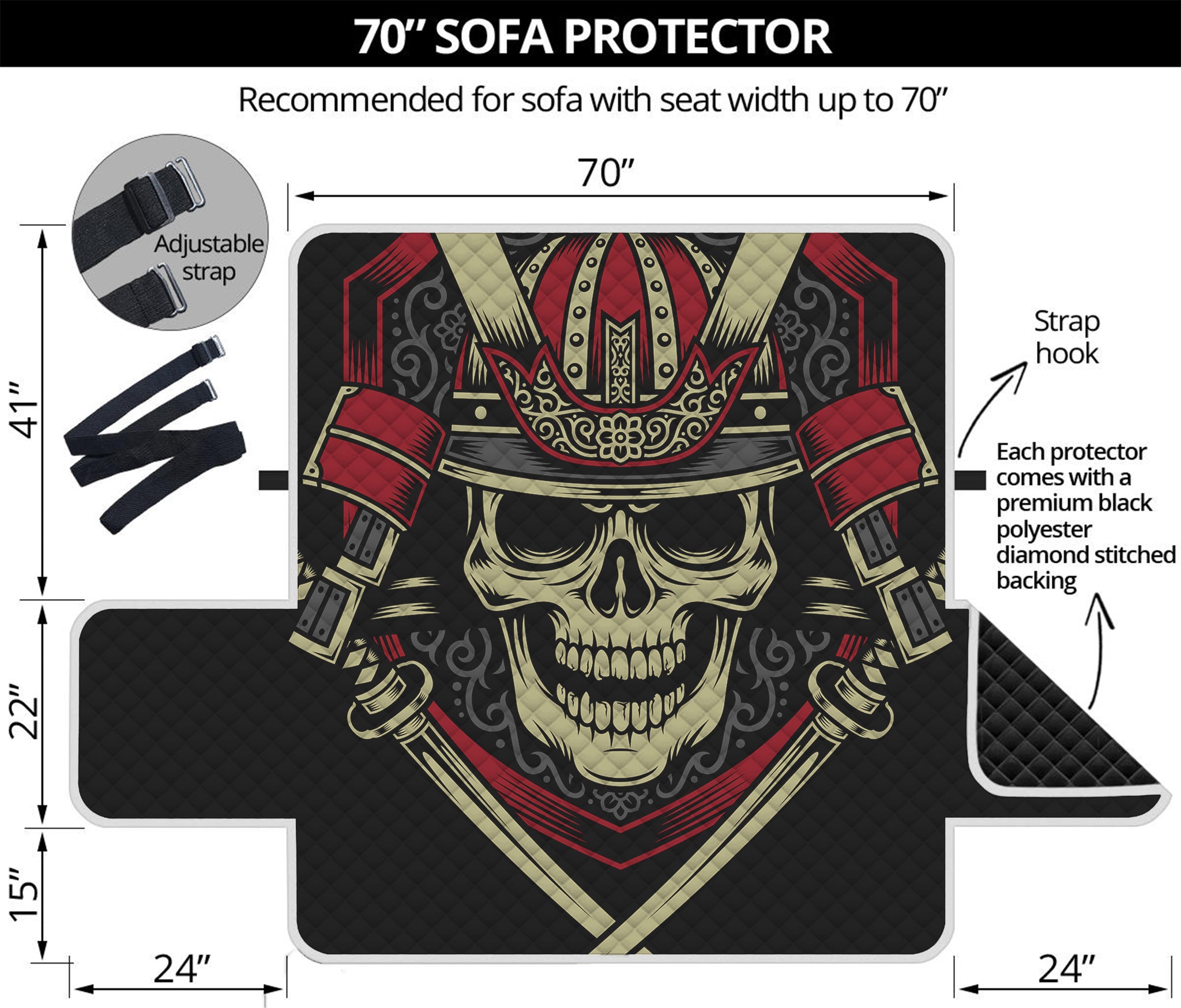 Samurai Warrior Skull Print Sofa Protector