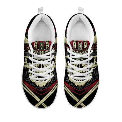 Samurai Warrior Skull Print White Sneakers