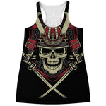 Samurai Warrior Skull Print Women's Racerback Tank Top
