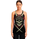 Samurai Warrior Skull Print Women's Racerback Tank Top