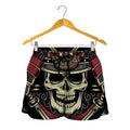 Samurai Warrior Skull Print Women's Shorts
