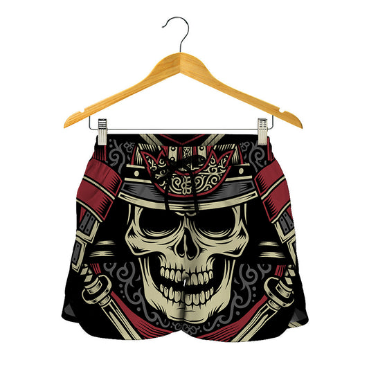 Samurai Warrior Skull Print Women's Shorts