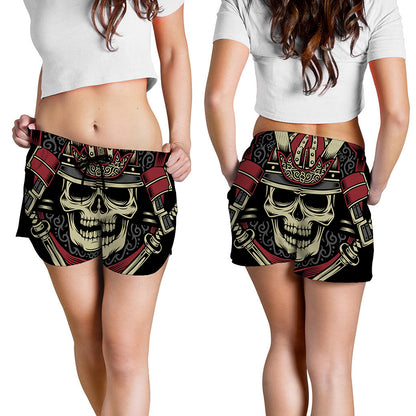 Samurai Warrior Skull Print Women's Shorts
