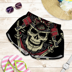 Samurai Warrior Skull Print Women's Shorts
