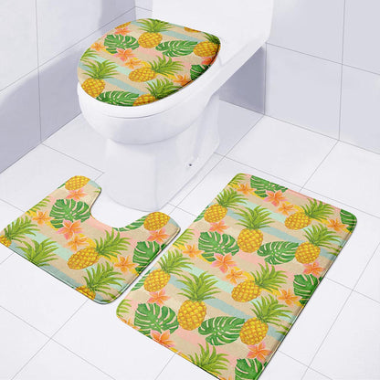 Sand Beach Pineapple Pattern Print 3 Piece Bath Mat Set