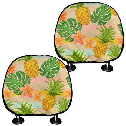 Sand Beach Pineapple Pattern Print Car Headrest Covers