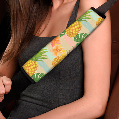 Sand Beach Pineapple Pattern Print Car Seat Belt Covers