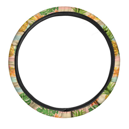 Sand Beach Pineapple Pattern Print Car Steering Wheel Cover