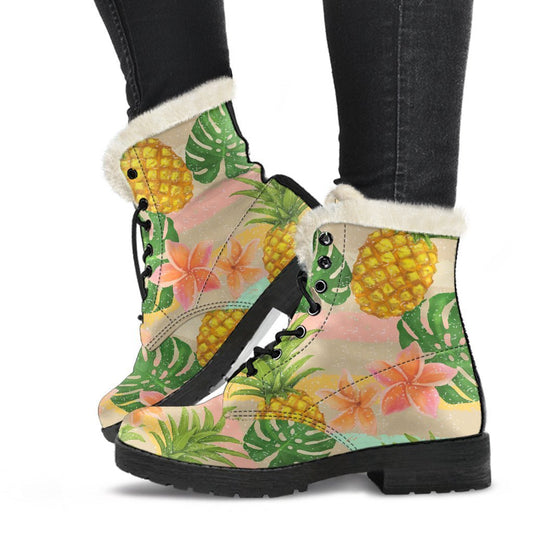 Sand Beach Pineapple Pattern Print Comfy Boots GearFrost