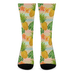 Sand Beach Pineapple Pattern Print Crew Socks