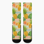 Sand Beach Pineapple Pattern Print Crew Socks