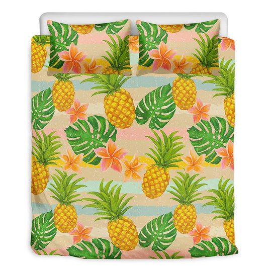 Sand Beach Pineapple Pattern Print Duvet Cover Bedding Set