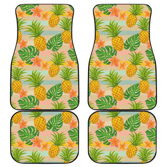 Sand Beach Pineapple Pattern Print Front and Back Car Floor Mats