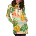 Sand Beach Pineapple Pattern Print Pullover Hoodie Dress
