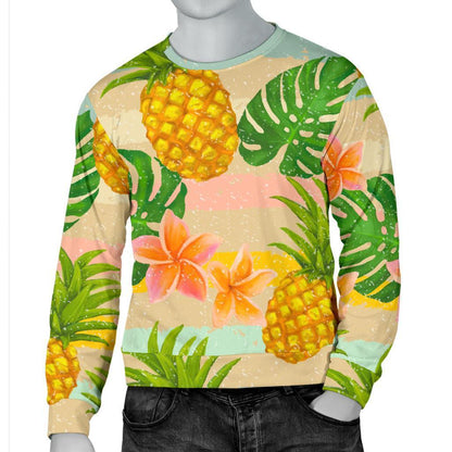 Sand Beach Pineapple Pattern Print Men's Crewneck Sweatshirt GearFrost
