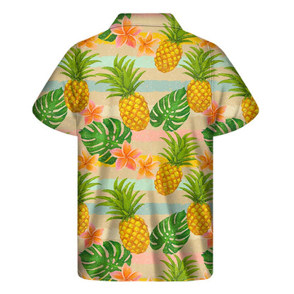 Sand Beach Pineapple Pattern Print Men's Short Sleeve Shirt