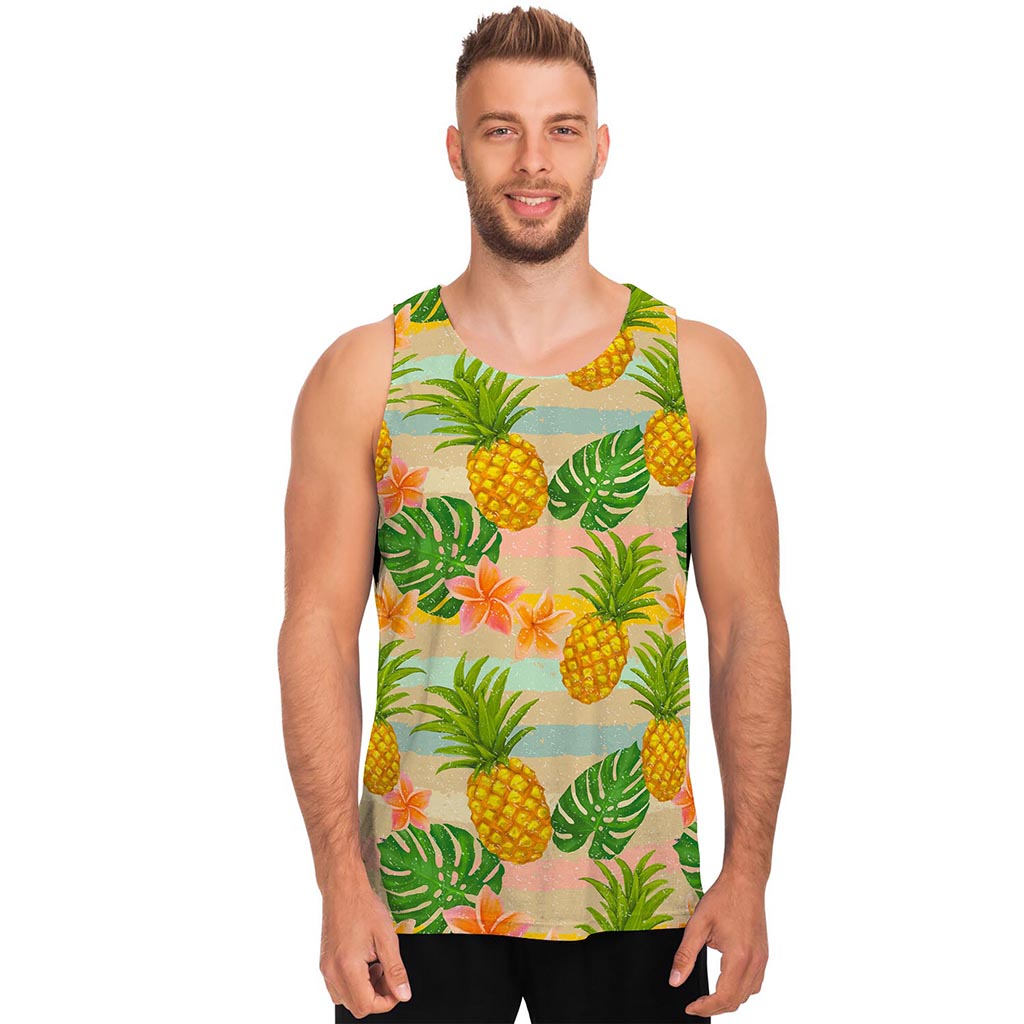 Sand Beach Pineapple Pattern Print Men's Tank Top