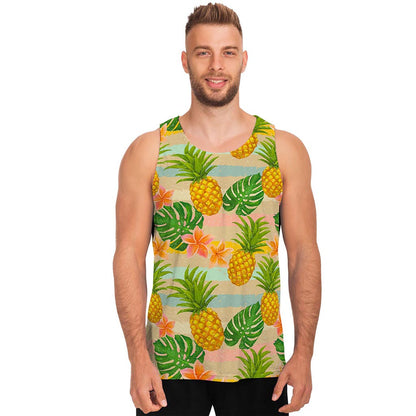 Sand Beach Pineapple Pattern Print Men's Tank Top
