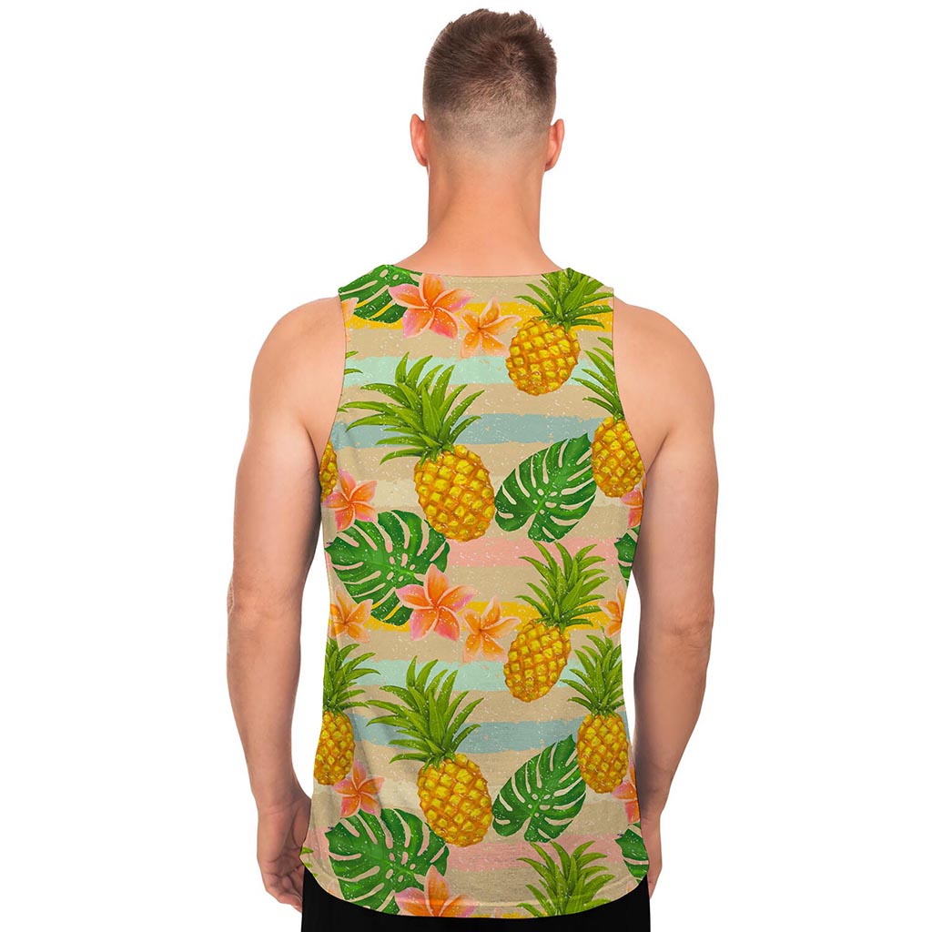 Sand Beach Pineapple Pattern Print Men's Tank Top