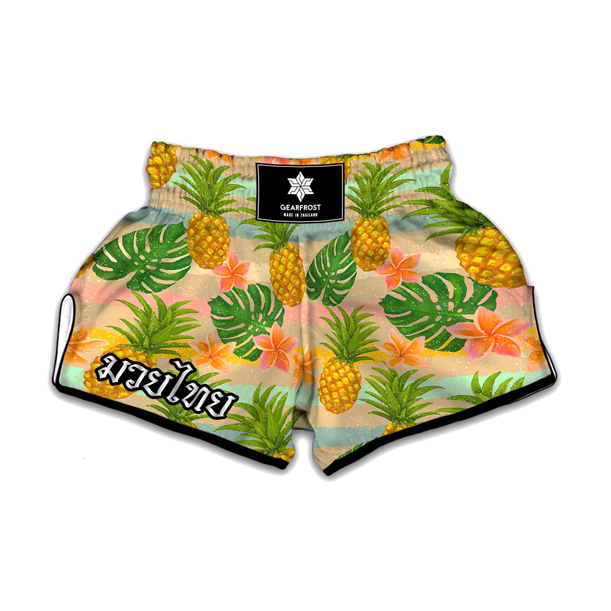Sand Beach Pineapple Pattern Print Muay Thai Boxing Shorts