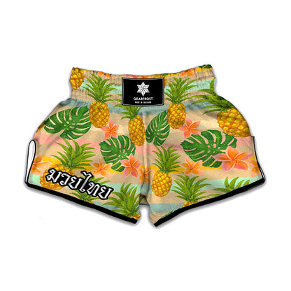 Sand Beach Pineapple Pattern Print Muay Thai Boxing Shorts
