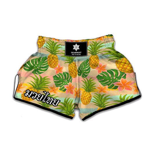 Sand Beach Pineapple Pattern Print Muay Thai Boxing Shorts