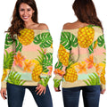 Sand Beach Pineapple Pattern Print Off The Shoulder Sweatshirt
