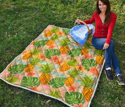 Sand Beach Pineapple Pattern Print Quilt