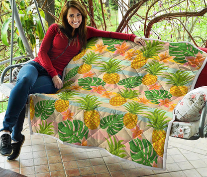 Sand Beach Pineapple Pattern Print Quilt