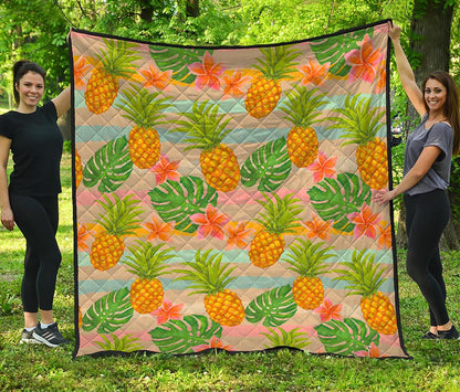 Sand Beach Pineapple Pattern Print Quilt