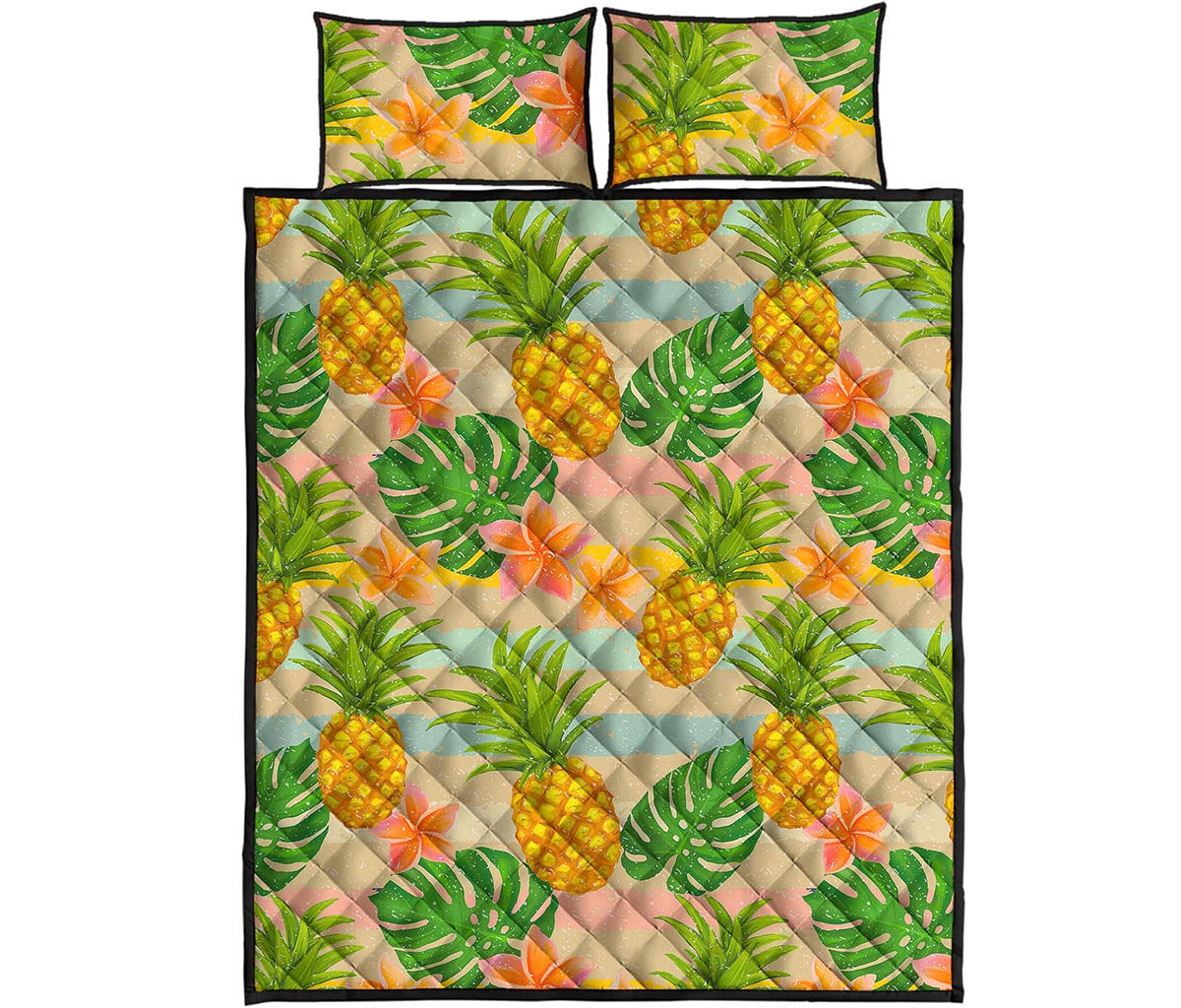 Sand Beach Pineapple Pattern Print Quilt Bed Set