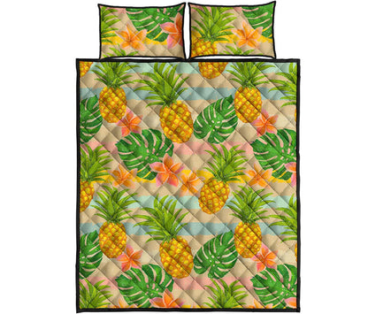 Sand Beach Pineapple Pattern Print Quilt Bed Set