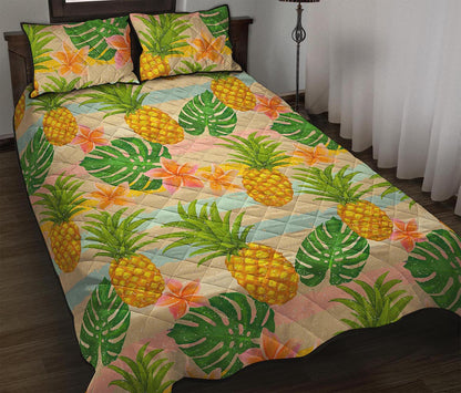 Sand Beach Pineapple Pattern Print Quilt Bed Set