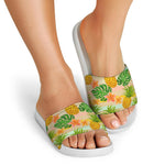 Sand Beach Pineapple Pattern Print White Slide Sandals