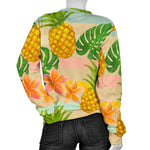 Sand Beach Pineapple Pattern Print Women's Crewneck Sweatshirt GearFrost