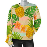 Sand Beach Pineapple Pattern Print Women's Crewneck Sweatshirt GearFrost