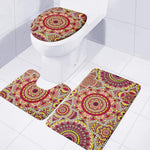 Sangria Mandala Bohemian Pattern Print 3 Piece Bath Mat Set