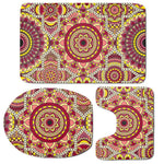 Sangria Mandala Bohemian Pattern Print 3 Piece Bath Mat Set