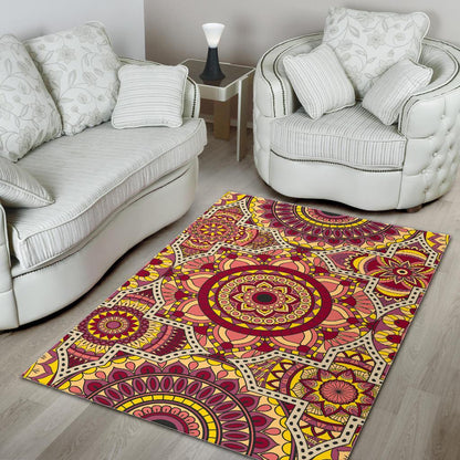 Sangria Mandala Bohemian Pattern Print Area Rug GearFrost