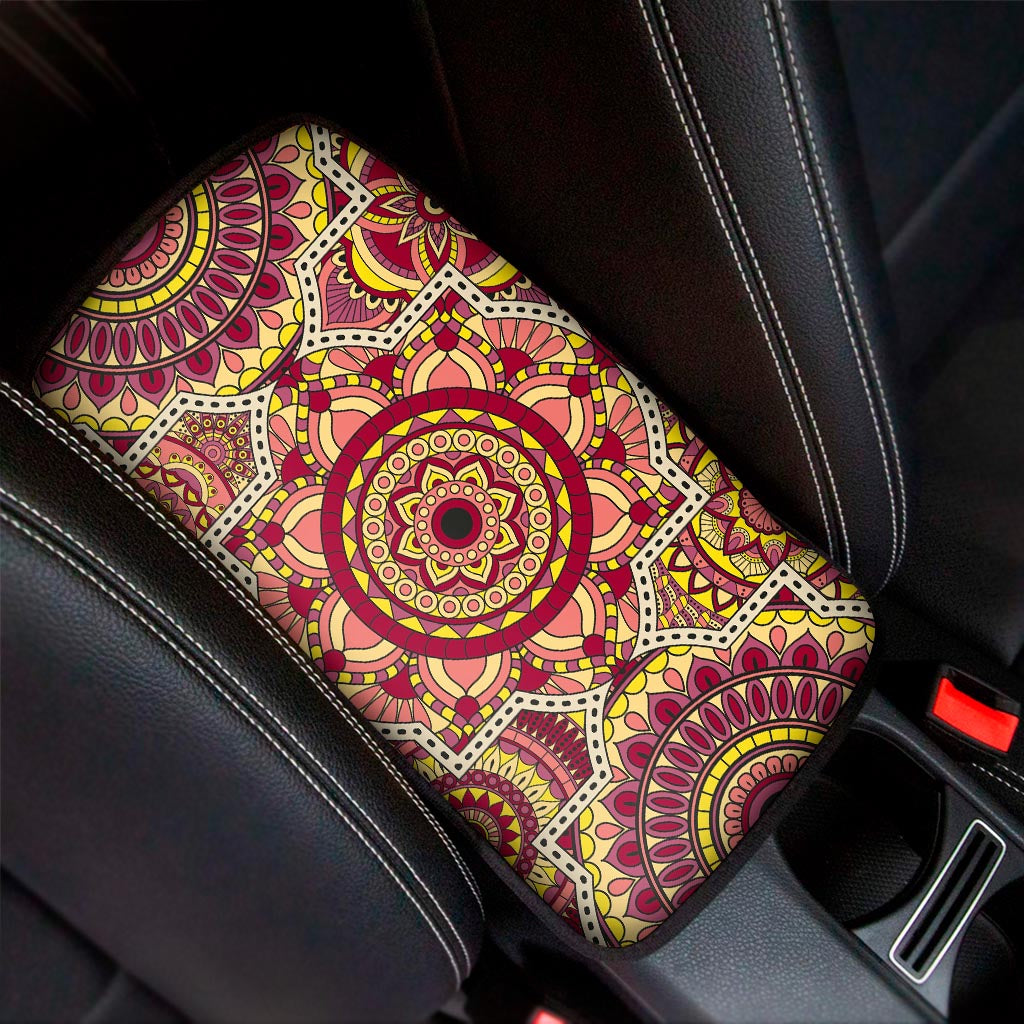 Sangria Mandala Bohemian Pattern Print Car Center Console Cover