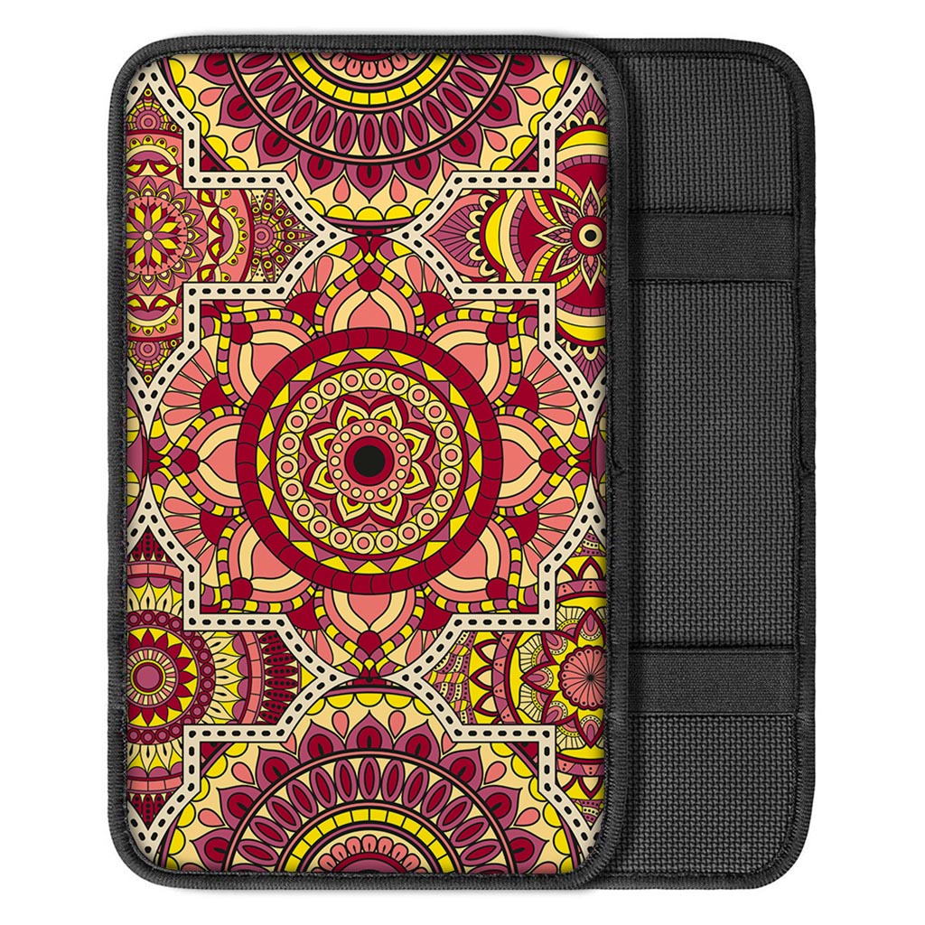 Sangria Mandala Bohemian Pattern Print Car Center Console Cover