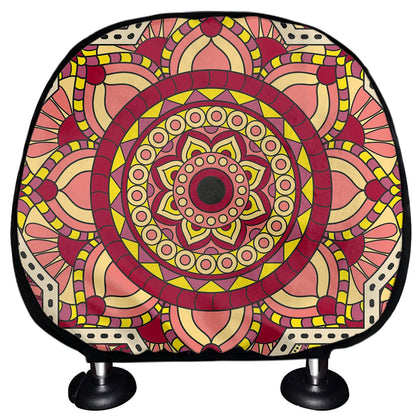 Sangria Mandala Bohemian Pattern Print Car Headrest Covers