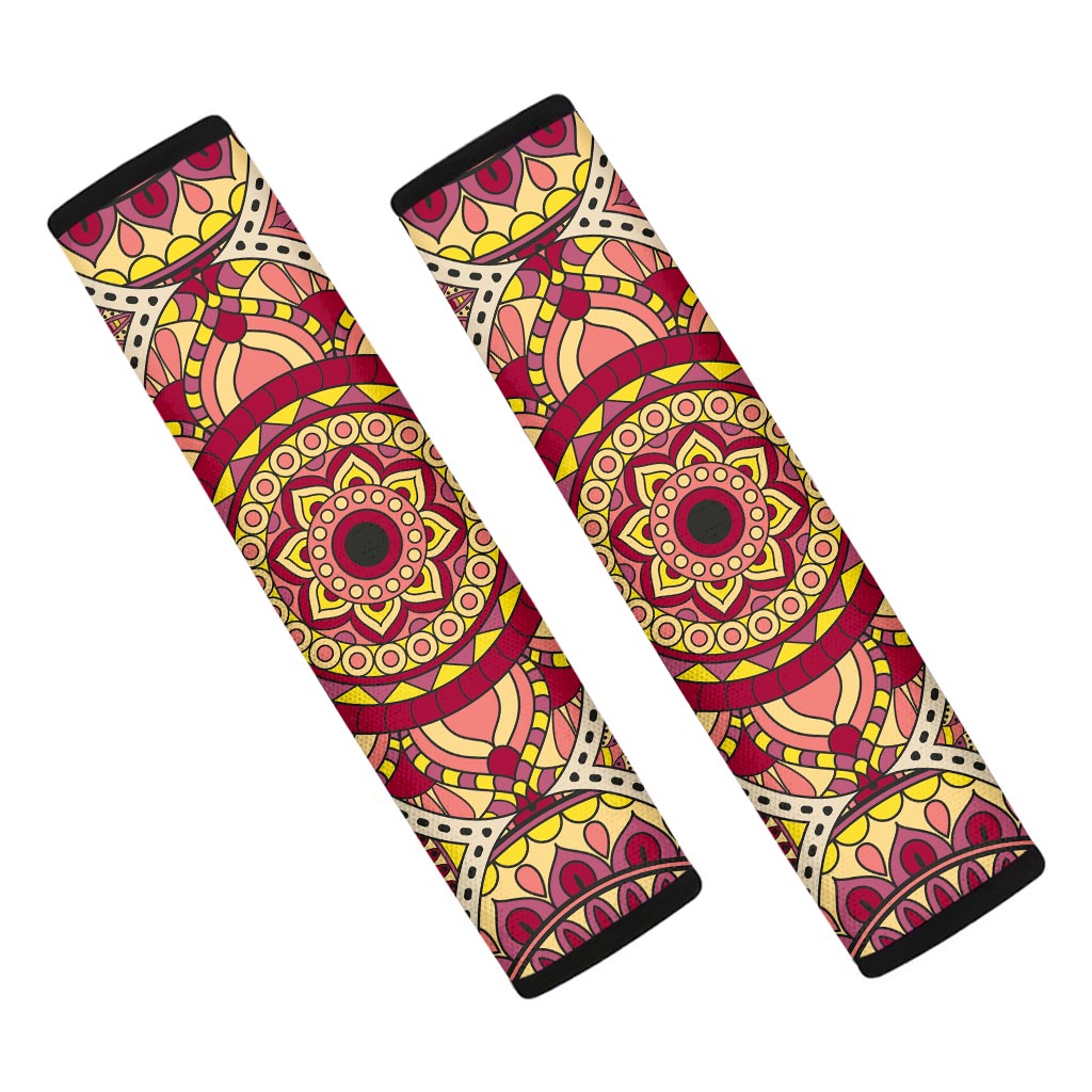 Sangria Mandala Bohemian Pattern Print Car Seat Belt Covers