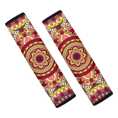 Sangria Mandala Bohemian Pattern Print Car Seat Belt Covers