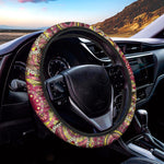 Sangria Mandala Bohemian Pattern Print Car Steering Wheel Cover