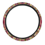 Sangria Mandala Bohemian Pattern Print Car Steering Wheel Cover