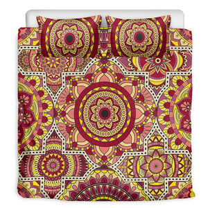 Sangria Mandala Bohemian Pattern Print Duvet Cover Bedding Set