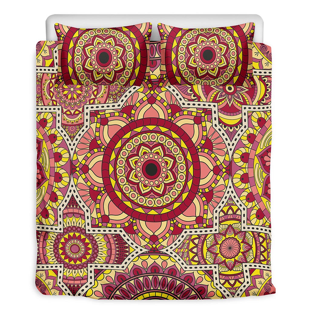 Sangria Mandala Bohemian Pattern Print Duvet Cover Bedding Set