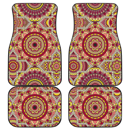 Sangria Mandala Bohemian Pattern Print Front and Back Car Floor Mats
